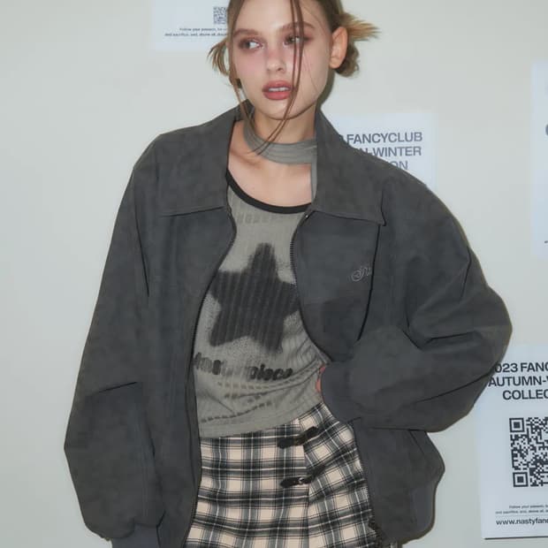 팬시클럽 하이드 스티치 레더자켓 그레이