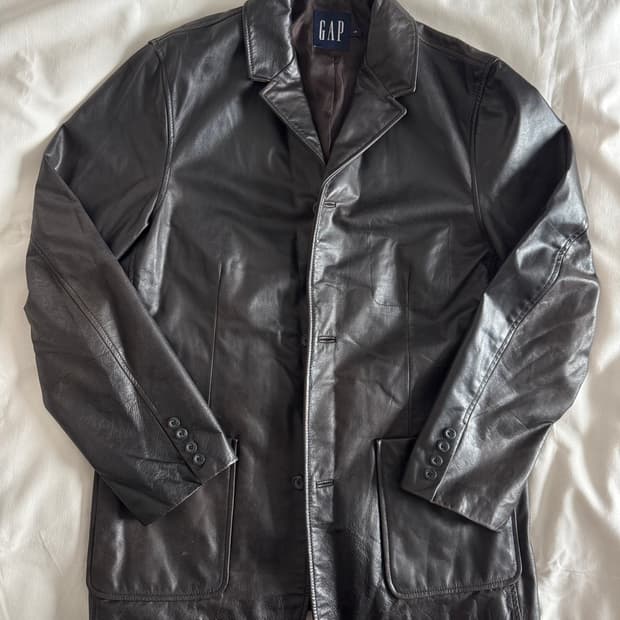 [L] 올드갭 싱글 레더 하프 자켓