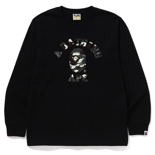 베이프 시티 카모 컬리지 롱슬리브 티셔츠 블랙