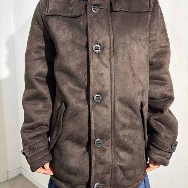 일본 빈티지 모리걸 브라운 무스탕 후드 코트