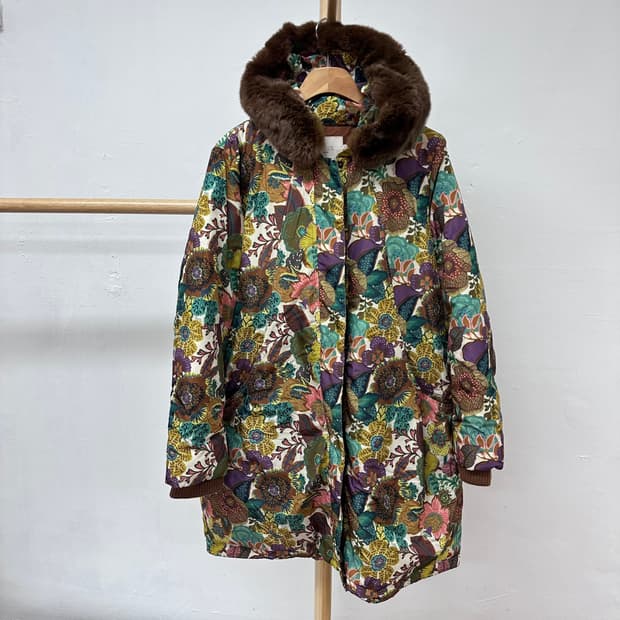 oilily 오일릴리 패턴 덕다운 패딩 점퍼 (토끼털) 정품 J25