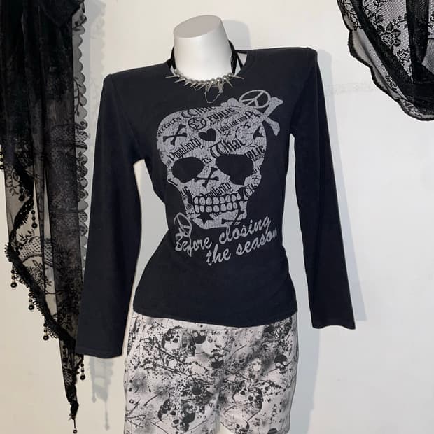 해골 롱슬리브 펑크 갸루 걀펑 스컬 skull