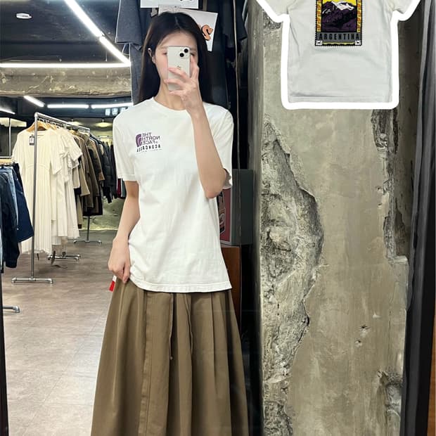 노스페이스 반팔티 화이트 S(90) #csz4121