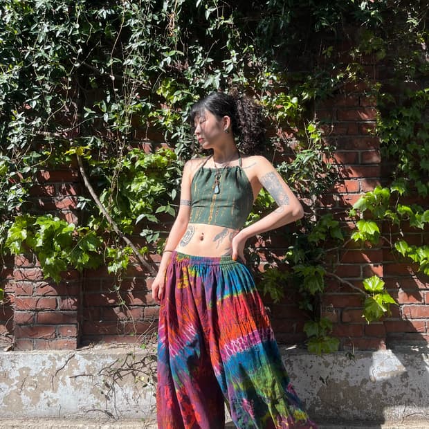 히피 타이다이 벌룬 와이드 팬츠