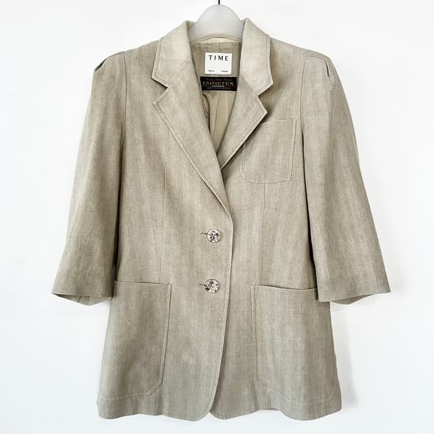 타임 TIME 린넨 코튼 헤링본 자켓