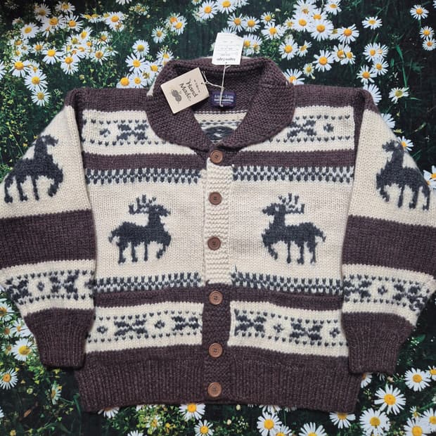 Angero Lupis 사슴 패턴 울 가디건 일본코위찬 성인M-L 새상품