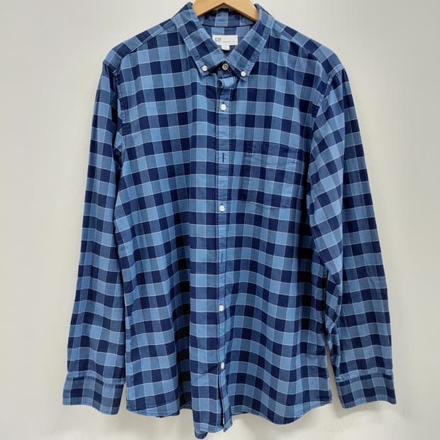 GAP 갭 블루 체크 스탠다드핏 셔츠 XL