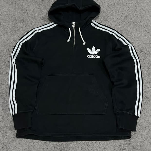 (115) 아디다스 삼선 하프집 후드 티