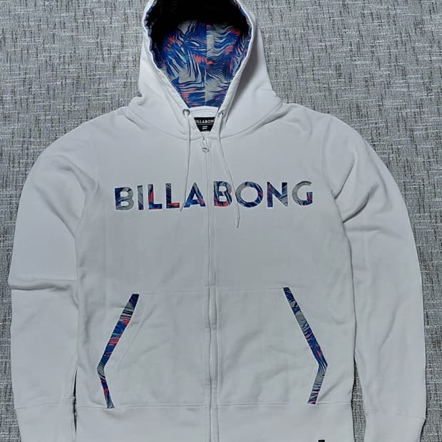 BILLABONG 빌라봉 화이트 패턴 후드집업 M