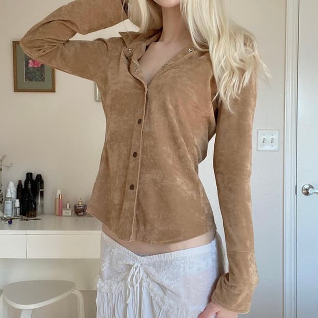 빈티지 버튼업 블라우스