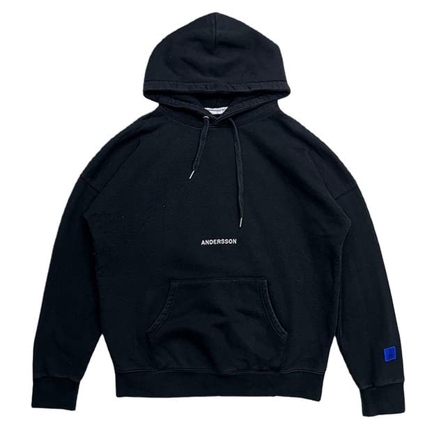 앤더슨벨 블랙 기모 후드티 M