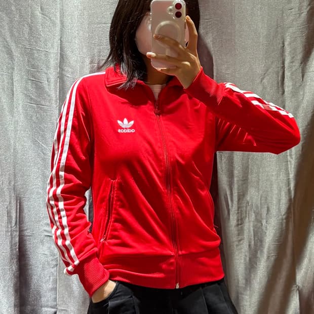 S 아디다스 우먼스 파이어버드 빅로고 레드 트랙탑
