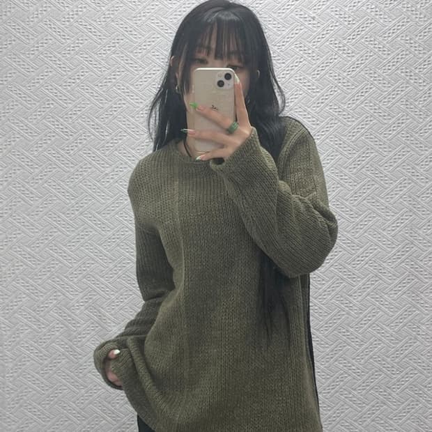 앤더슨벨 유니크 배색 콘트라스트 보트넥 니트 S C08879