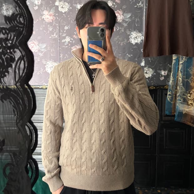 a146) 폴로랄프로렌 포니 케이블 반집업 니트