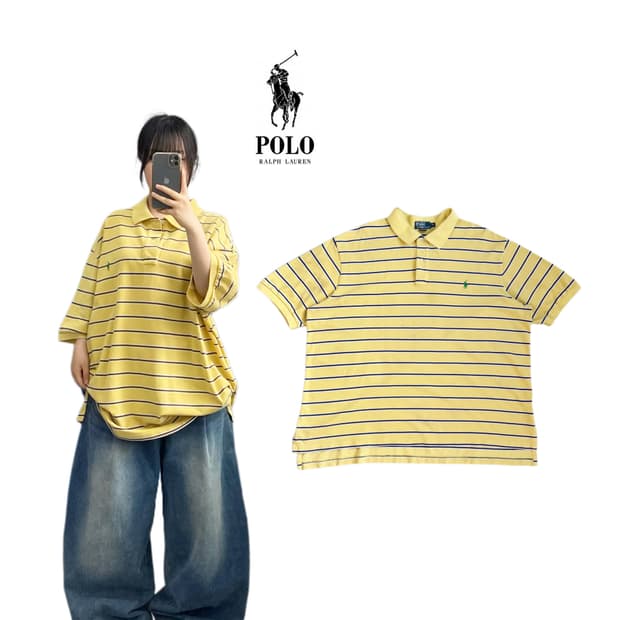 폴로 빅사이즈 포니 스트라이프 PK 카라 반팔 티셔츠