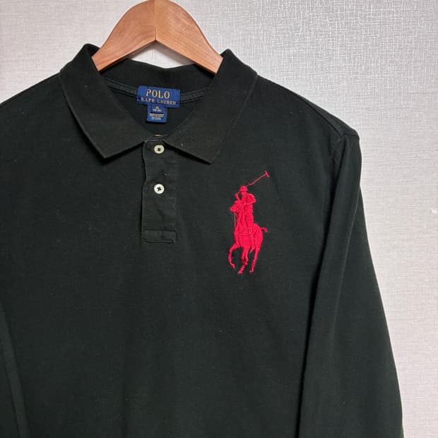 빈티지 폴로 카라티 빅로고 블랙 S
