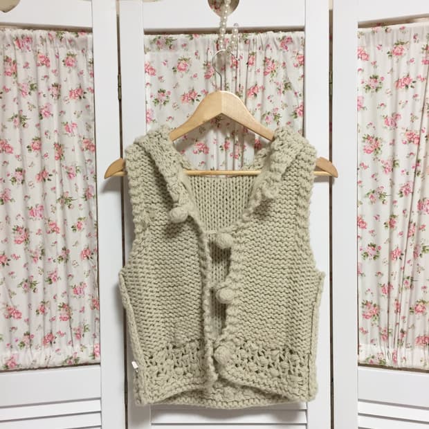 빈티지 후드 니트 베스트