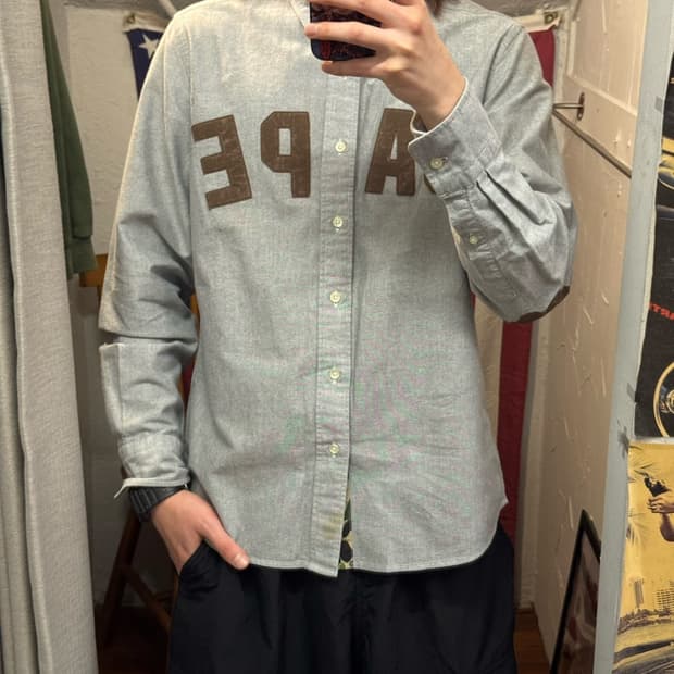 22S/S 베이프 B.A 스타디움 옥스포드 셔츠 그레이