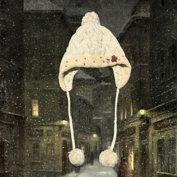 아이보리 퐁퐁이 털모자