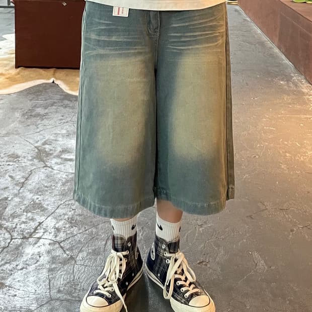빈티지 와이드 버뮤다 데님 팬츠 H82