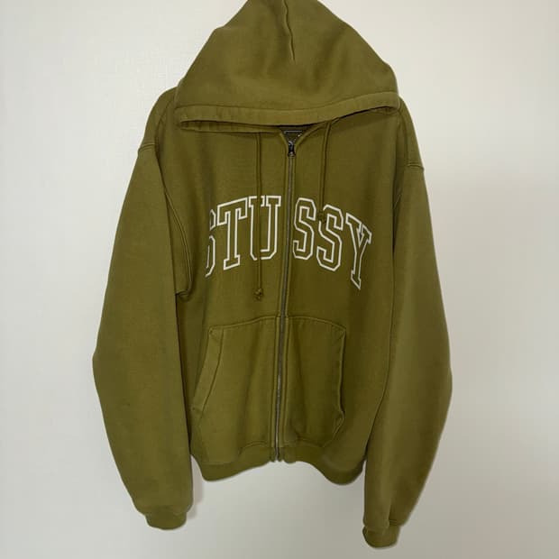 스투시 아웃라인 집 후드 올리브