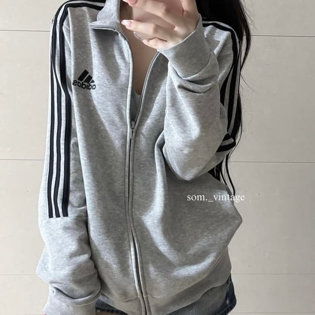 아디다스 코튼 그레이집업