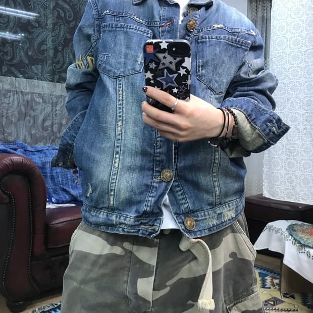 Take two 빈티지 백자수 디테일 데님 트러커 (Z1013)