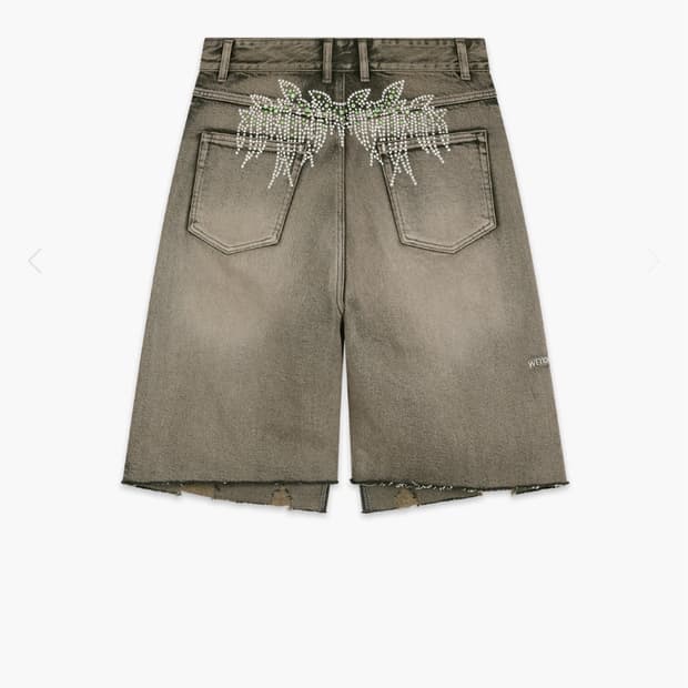 WE11DONE 라인스톤 데님 쇼츠
