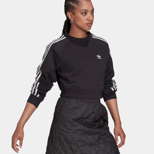 아디다스 여성 크롭 맨투맨 블랙 XS