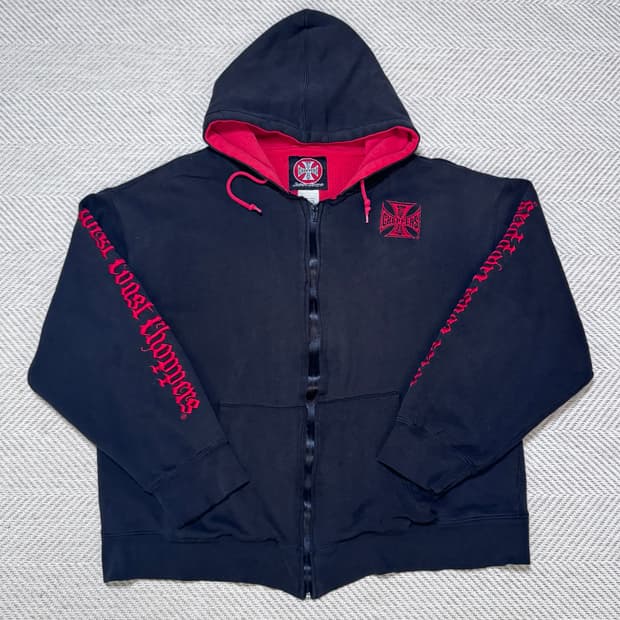 (XL) 빈티지 웨스트코스트차퍼스 써멀 블랙 후드집업 WCC
