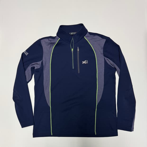 밀레 등산 기능성 반집업 긴팔티 L 네이비