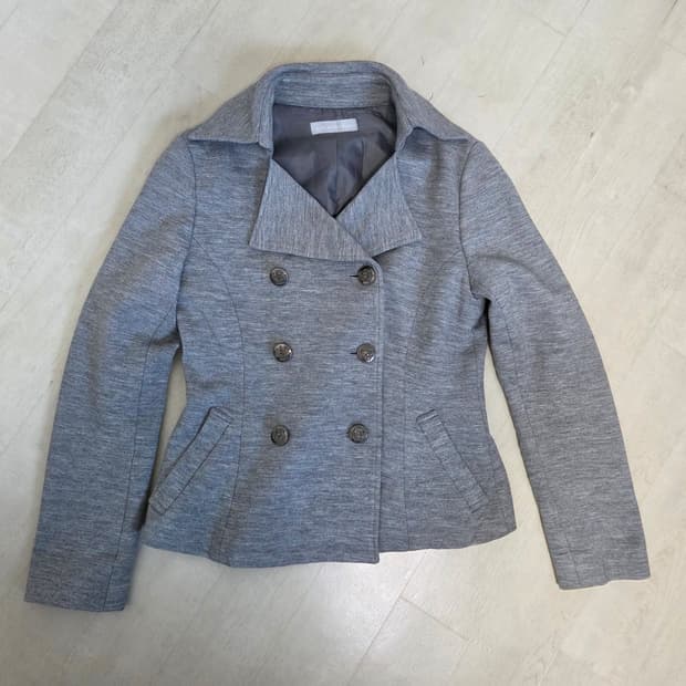 모리걸 슬림핏 더블버튼 그레이 면자켓