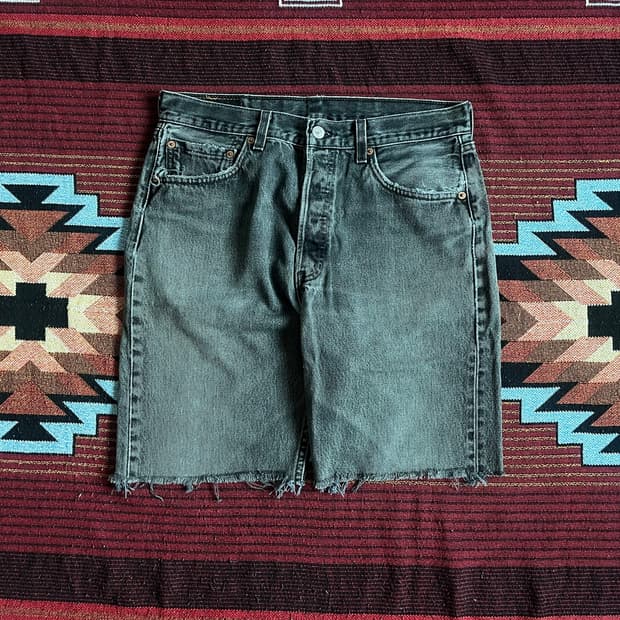 00s USA 리바이스 501 블랙 컷오프 데님 반바지 Levis