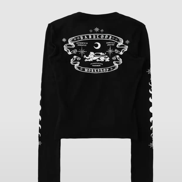 배드블러드 미스틱 라인스톤 로고 져지 슬림 롱슬리브 - 블랙