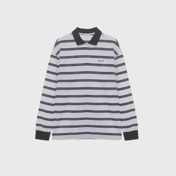 모노하 스트라이프 카라 티셔츠