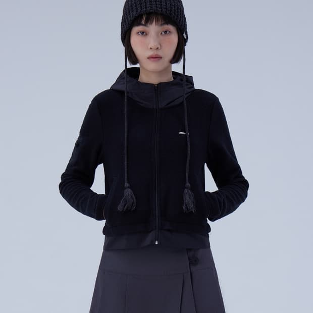 Miseki seoul Fleece zip-up hoodie BLACK