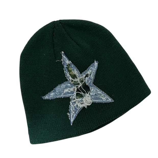 Distressed star beanie