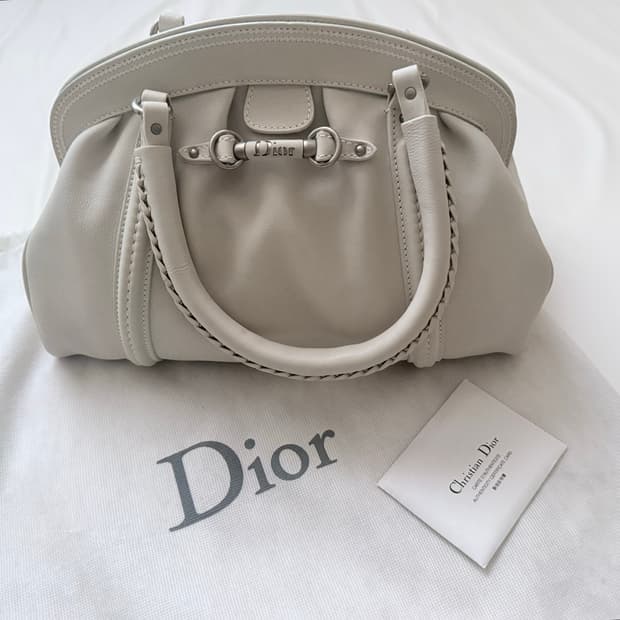 교환 판매) Christian Dior 디올 존 갈리아노 화이트 토트백
