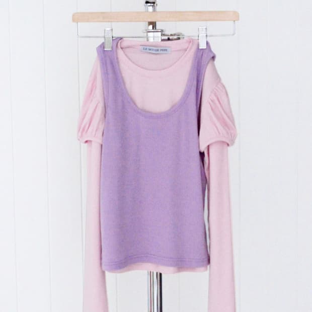 르몽드페페 퍼프 롱슬리브 티셔츠 핑크