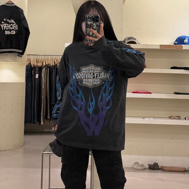 할리데이비슨 플레임 롱슬리브 티셔츠 U1672