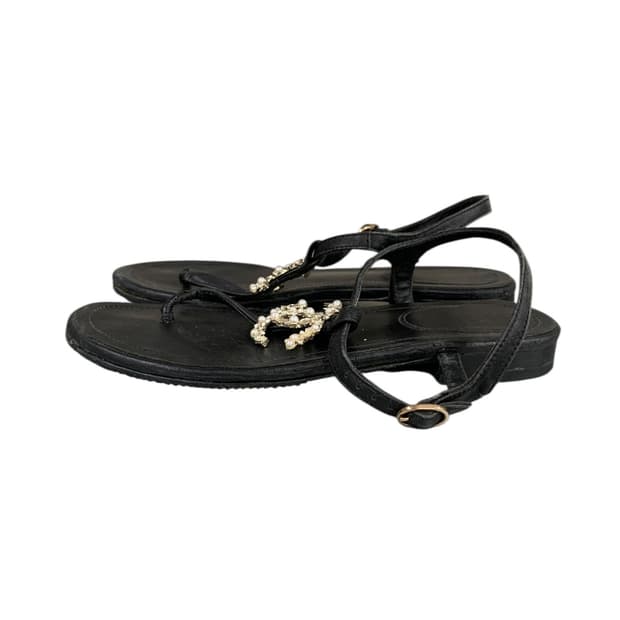 샤넬 펄 스트랩 샌들 블랙 39(245) (Gr-3218)