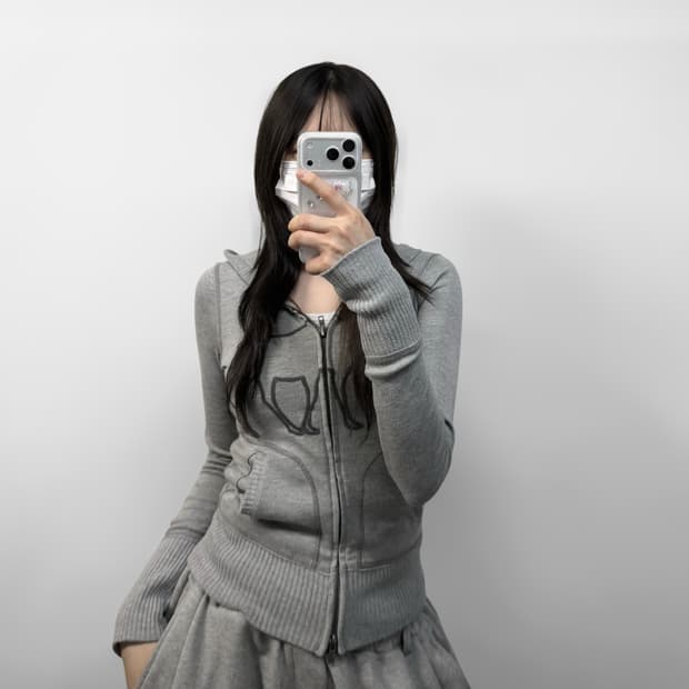 아베크롬비 빅 로고 로고 후드집업 그레이
