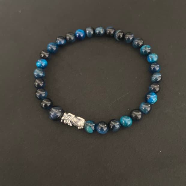 6mm 블루블랙 호안석 비휴 팔찌