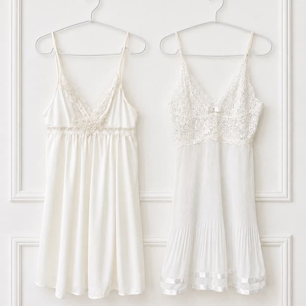 (2개) 빈티지 프렌치 아이보리 레이스 슬립 세트 vintage slip