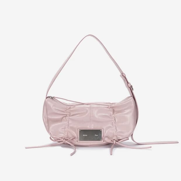마뗑킴 하프 셔링 리본 라운드백 핑크 가방