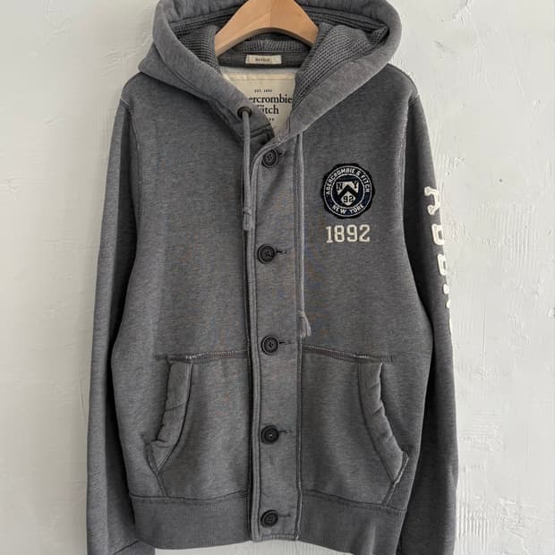 Abercrombie & Fitch 아베크롬비 레터링로고 버튼업 코튼 후
