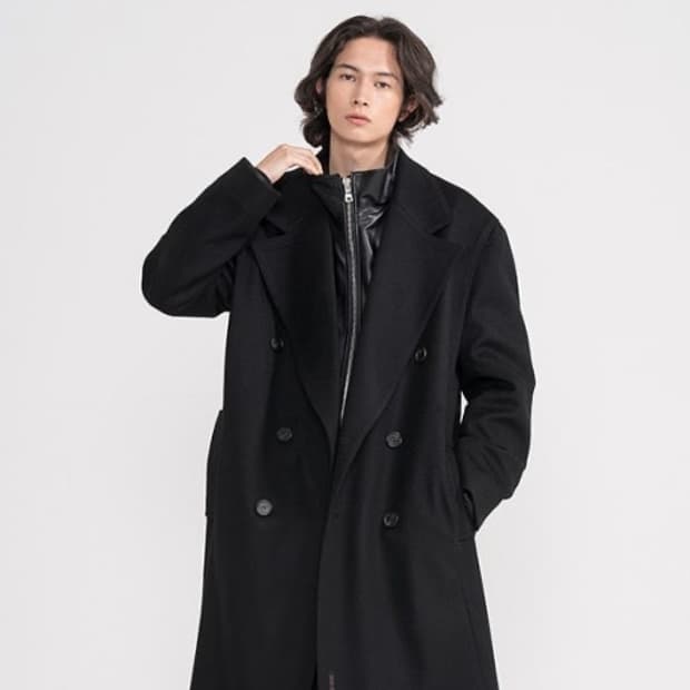 MMIC 엠엠아이씨 블랙 더블 브레스트 오버사이즈 코트