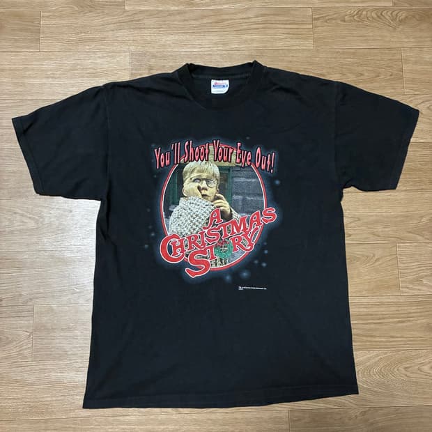 L) 90s) 헤인즈 크리스마스 스토리 티셔츠