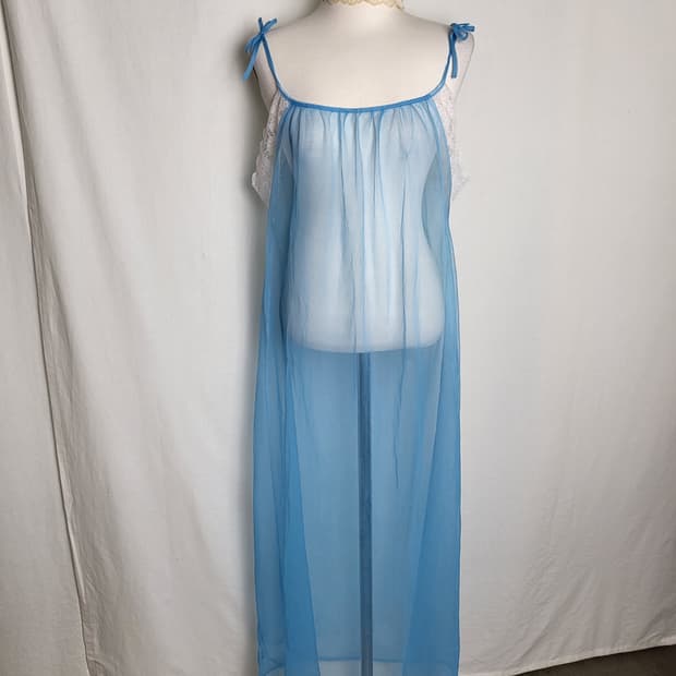 빈티지 시스루 롱 슬립 드레스