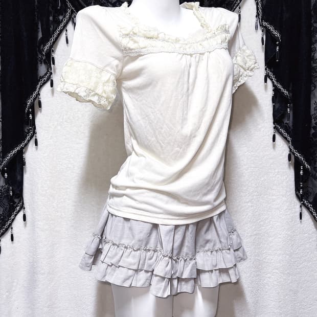 엑팜깔 로맨틱갸루 레이스 프릴 로걀탑 라떼 달천깔 러블리 핀터 모리걸